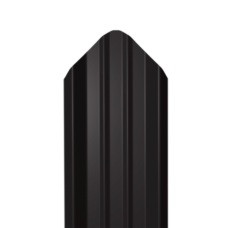 Металлический штакетник Гладкий полиэстер RAL 9005 (Глубокий черный) 3000*69*0,5 односторонний Фигурный
