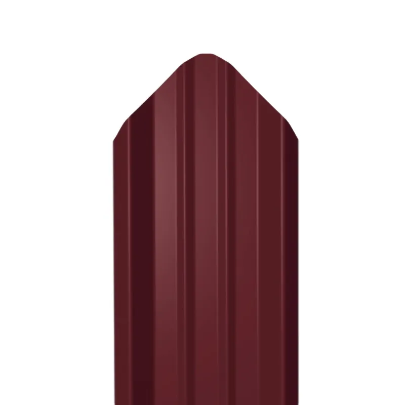 Металлический штакетник Гладкий полиэстер RAL 3005 (Красное вино) 1500*69*0,4 односторонний Фигурный